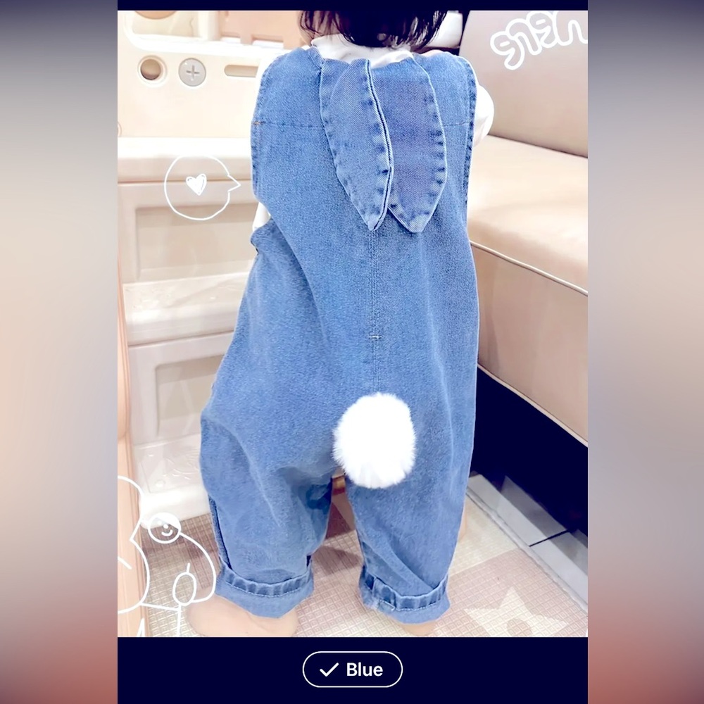 Blue Denim Bunny Romper for Kids